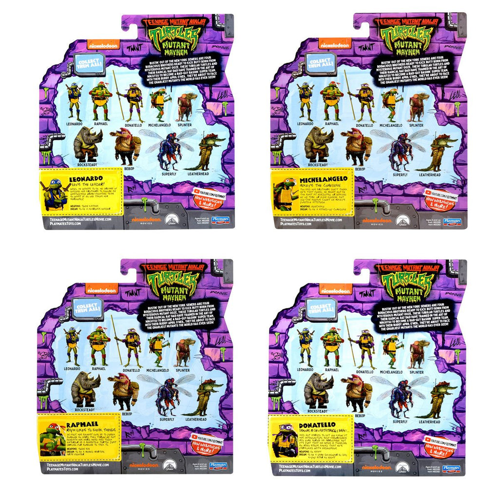 Teenage Mutant Ninja Turtles Mutant Mayhem: Leonardo, Michelangelo, Raphael & Donatello 4-Pack 83341 LOW STOCK