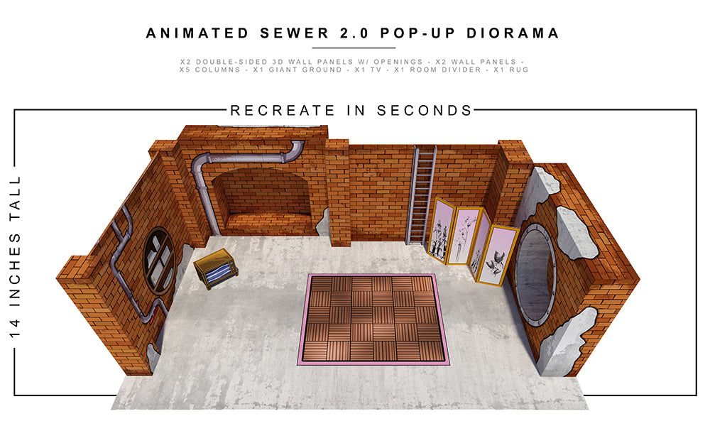 Extreme-Sets Animated Sewer 2.0 Pop-up Diorama 1:12 (6-7 inch scale action figures) Playset LOW STOCK