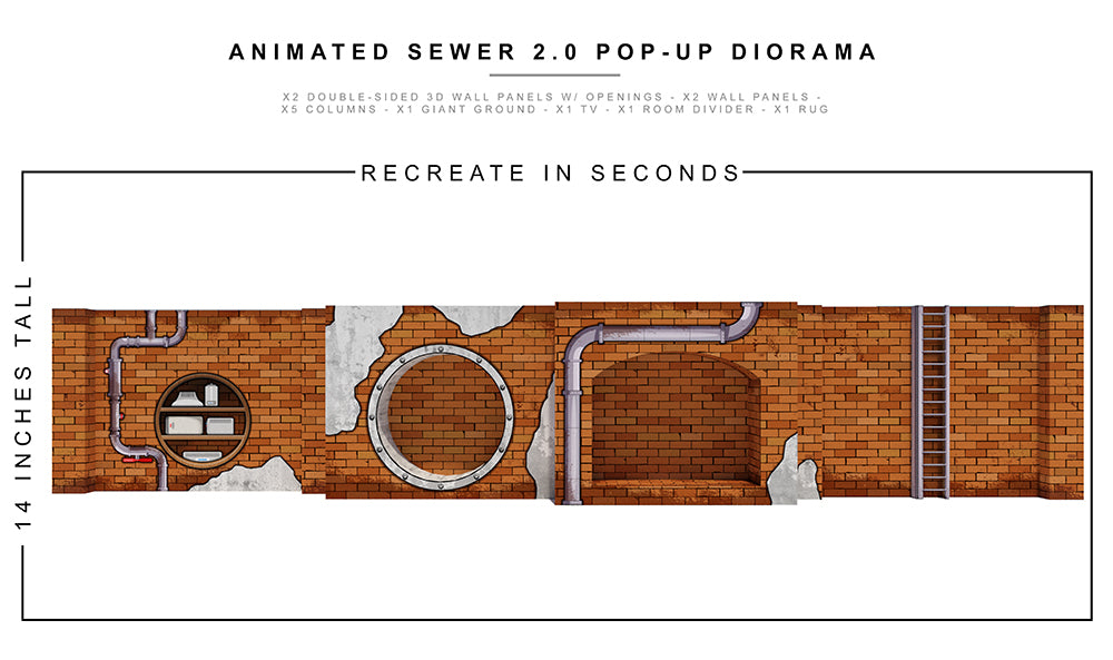 Extreme-Sets Animated Sewer 2.0 Pop-up Diorama 1:12 (6-7 inch scale action figures) Playset LOW STOCK