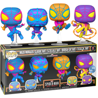Funko Pop! Marvel GamerVerse Spider-Man Miles Morales Classic, STRIKE, Bodega, TRACK Blacklight 4-Pack