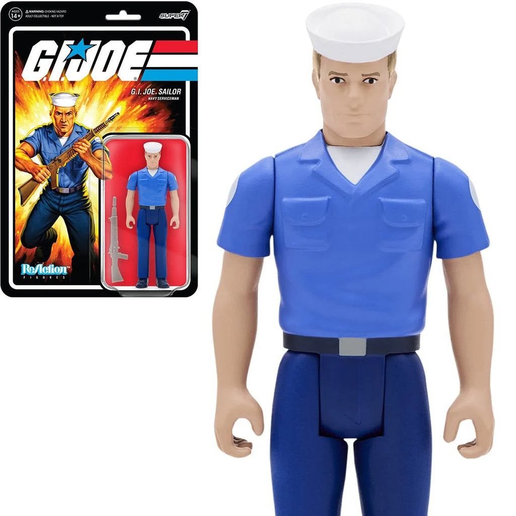 Super7 ReAction - G.I. Joe Sailor (Navy Serviceman) Blueshirt, Clean, Pink (Caucasian) Action Figure LOW STOCK
