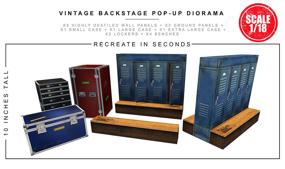 Extreme-Sets Vintage Backstage Pop-Up Diorama 1:18 (for 3.75 inch scale action figures) Playset LOW STOCK