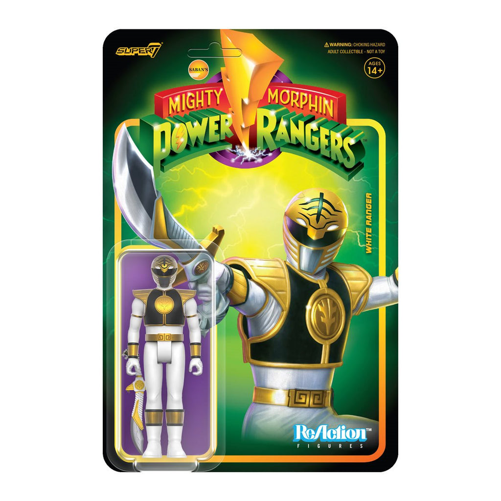 White Ranger Model Kit Super7 ReAction Figures - Mighty Morphin Power Rangers: Wave 4 - White ...
