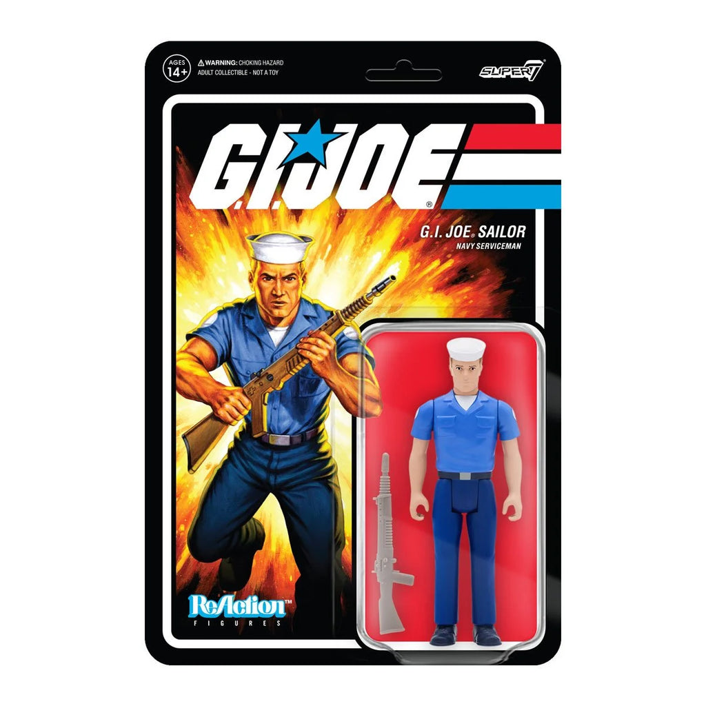 Super7 ReAction - G.I. Joe Sailor (Navy Serviceman) Blueshirt, Clean, Pink (Caucasian) Action Figure LOW STOCK