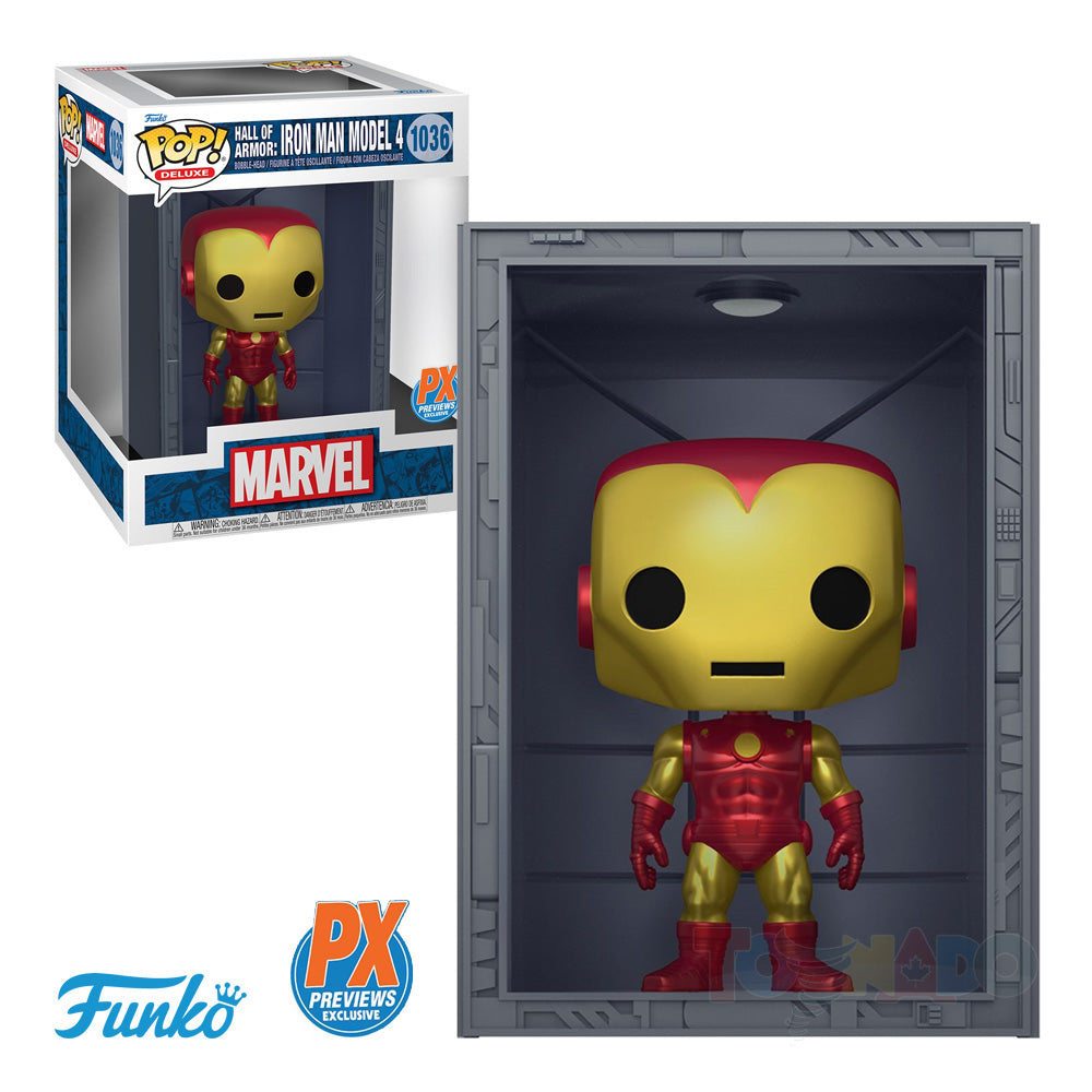 Funko POP Deluxe Marvel - Hall Of Armor Iron Man Model 4 PX Previews  Exclusive (red / gold)