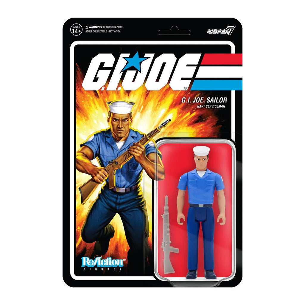 Super7 ReAction - G.I. Joe Sailor (Navy Serviceman) Blueshirt, Beard, Light Brown Skin Figure 81523 LAST ONE!