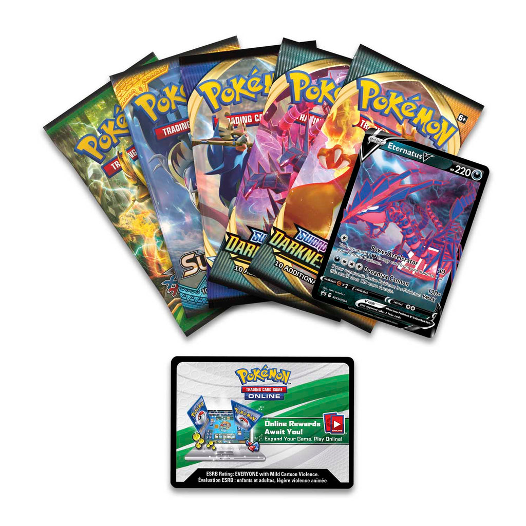 Pokémon Pokemon TCG Trading Card Game - Eternatus V Powers Tin - 1 Foil V, 5 Booster Packs, 1 Code Card LOW STOCK