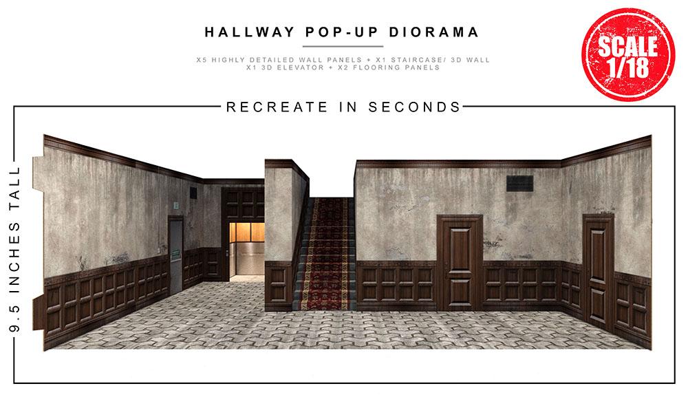 Extreme-Sets Hallway Pop-Up Diorama 1:18 (for 3.75 inch scale action figures)  Playset LAST ONE!