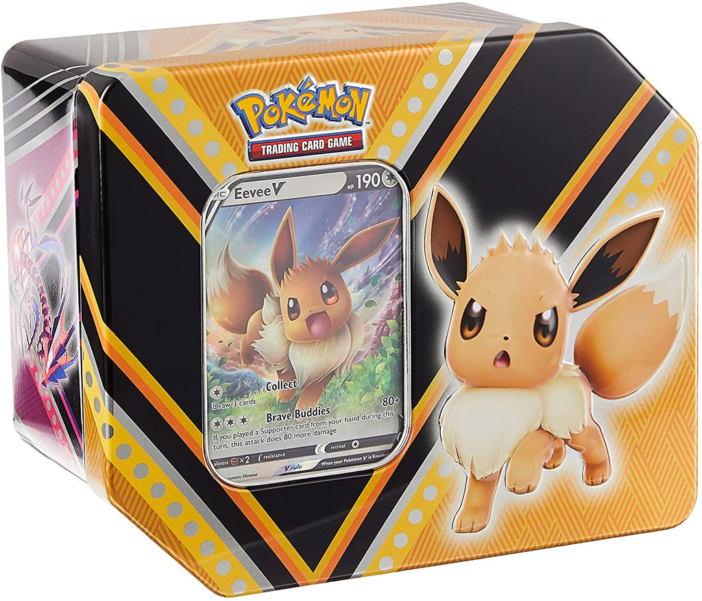 Pokémon Pokemon TCG Trading Card Game - Eevee V Powers Tin - 1 Foil V, 5 Booster Packs, 1 Code Card LOW STOCK