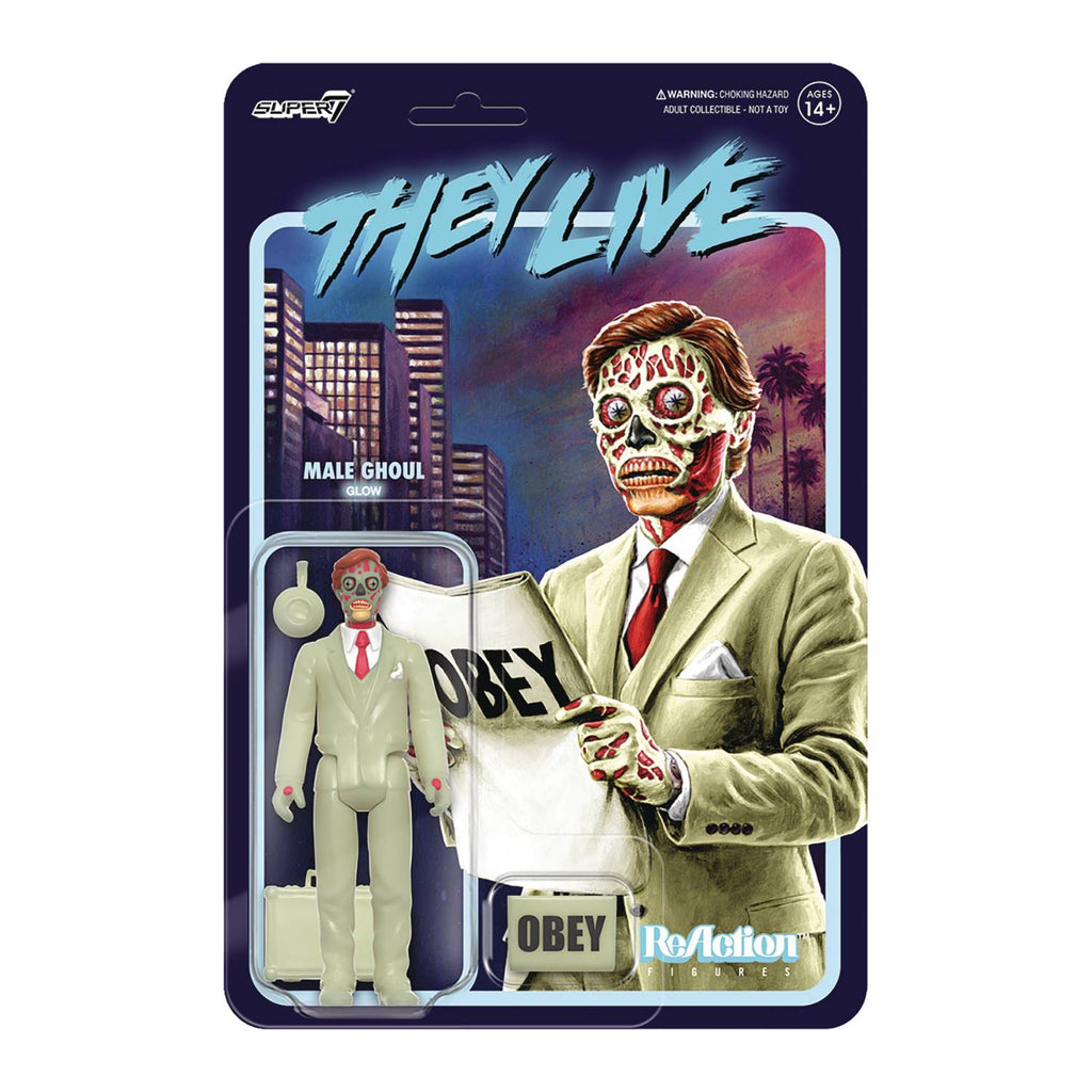 Super7 ReAction Figures - They Live - Male Ghoul (Glow In The Dark) Action Figure (82556) LOW STOCK