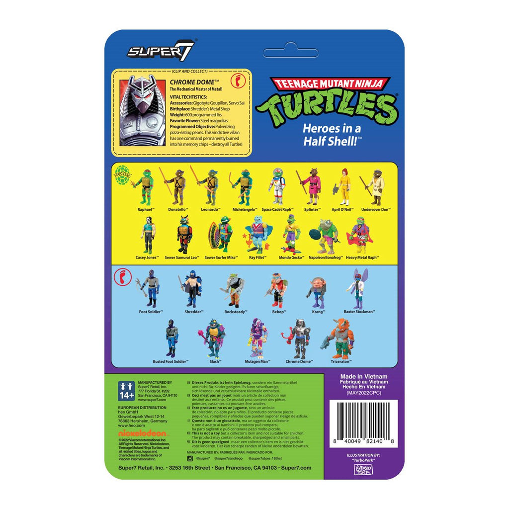 Super7 ReAction Figures: TMNT Teenage Mutant Ninja Turtles (Wave 6) Chrome Dome Action Figure 82140 LOW STOCK